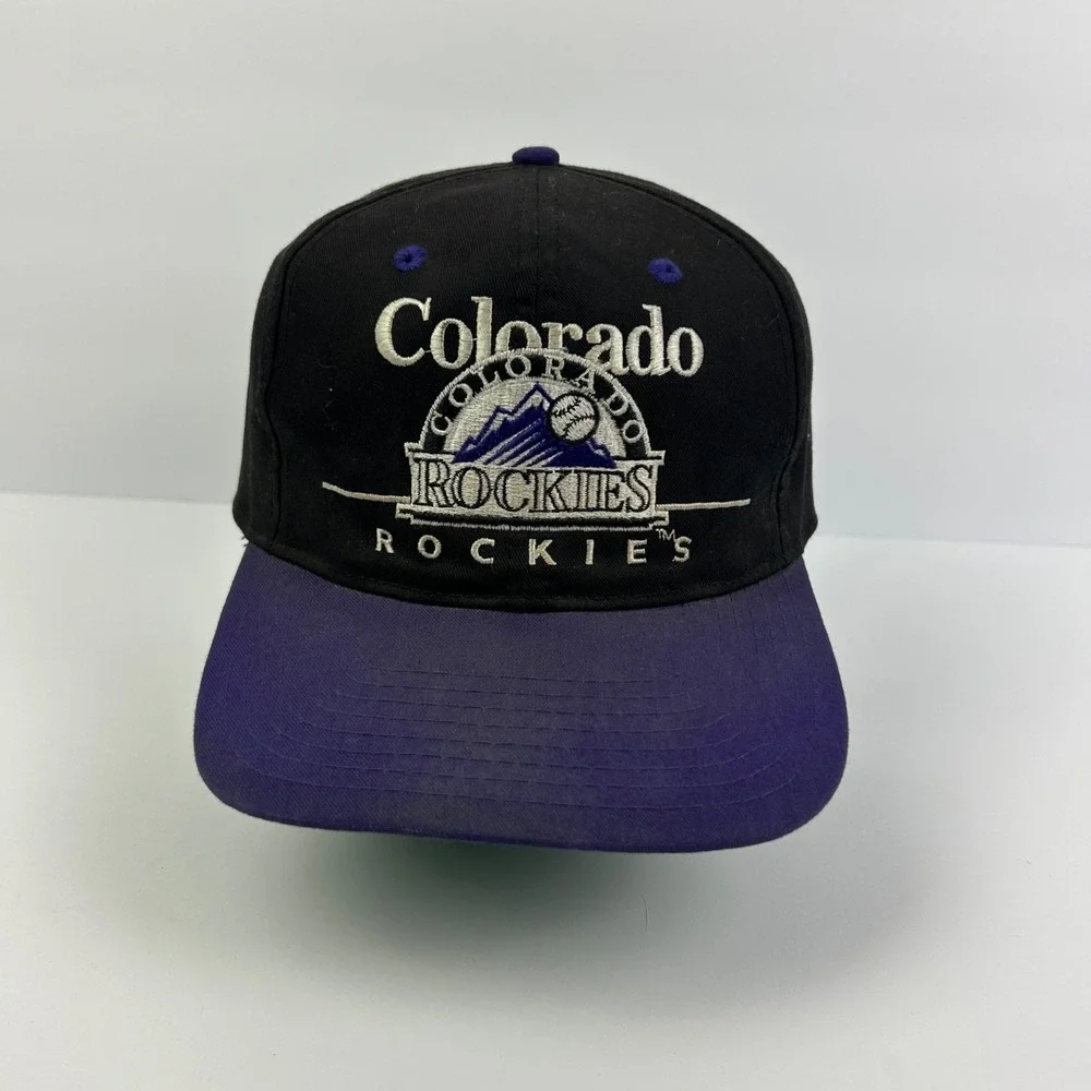 Vintage 90s Colorado Rockies Hat Cap Snap Back Adjustable Black MLB Baseball Men